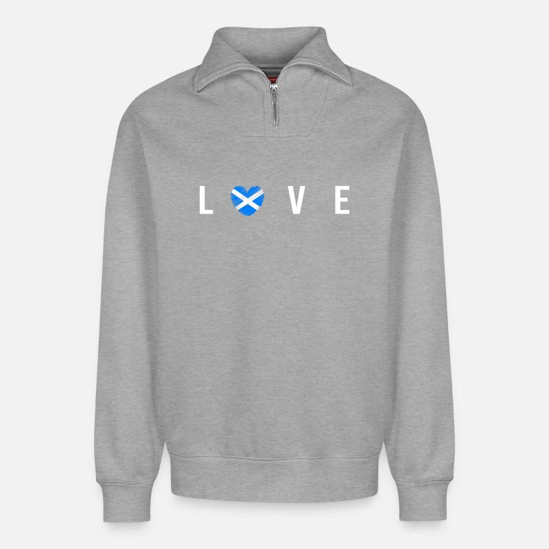 Schottland - Relaxed Unisex Organic Half Zip Sweatshirt – von SPREAD - Grau meliert