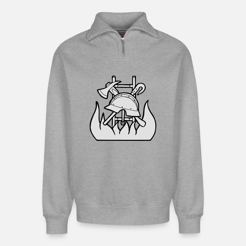 Feuerwehrlogo alt - Relaxed Unisex Organic Half Zip Sweatshirt – von SPREAD - Grau meliert