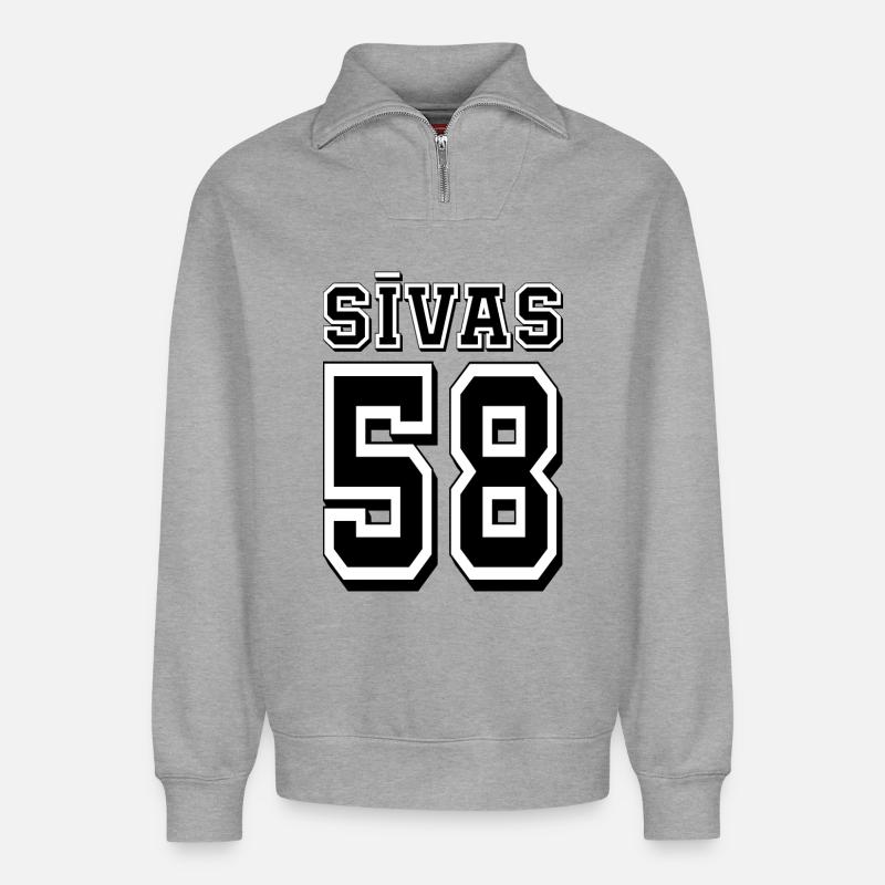 Sivas 58 - Relaxed Unisex Organic Half Zip Sweatshirt – von SPREAD - Grau meliert