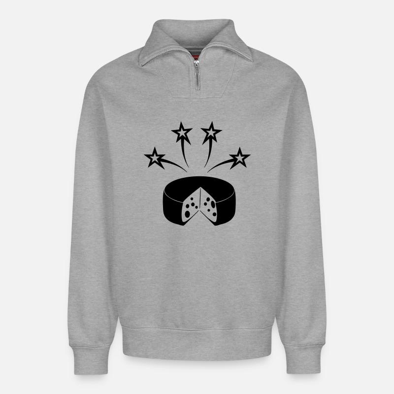 Fromage à quatre étoiles - Sweat unisexe décontracté en coton biologique à demi-zip – de SPREAD - gris chiné