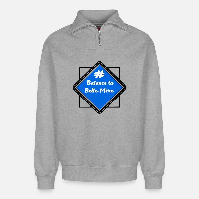 # Schmeiß deine Schwiegermutter - Relaxed Unisex Organic Half Zip Sweatshirt – von SPREAD - Grau meliert