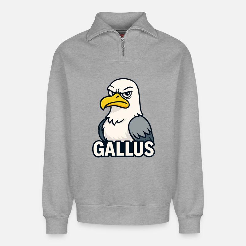 Kühner Adler Maskottchen Illustration - Relaxed Unisex Organic Half Zip Sweatshirt – von SPREAD - Grau meliert