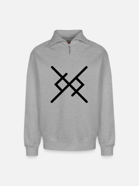 L’amour éternel dans les runes vikings - Sweat unisexe décontracté en coton biologique à demi-zip – de SPREAD - gris chiné