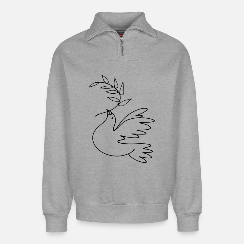 Friedenstaube - Relaxed Unisex Organic Half Zip Sweatshirt – von SPREAD - Grau meliert