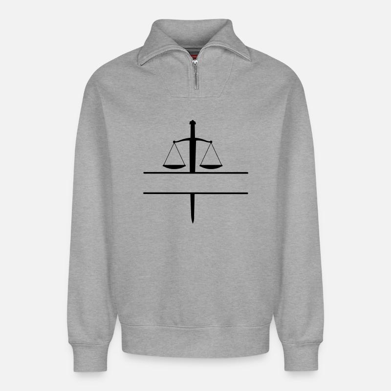 Sword of Justice Monogramm - Relaxed Unisex Organic Half Zip Sweatshirt – von SPREAD - Grau meliert