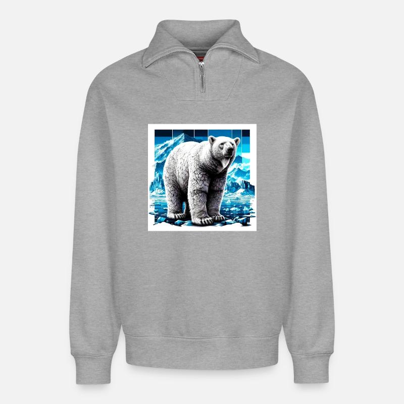Eisbär - Relaxed Unisex Organic Half Zip Sweatshirt – von SPREAD - Grau meliert