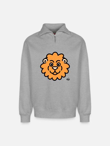 Lion Large - Relaxed Unisex Organic Half Zip Sweatshirt – by SPREAD - heather grey
