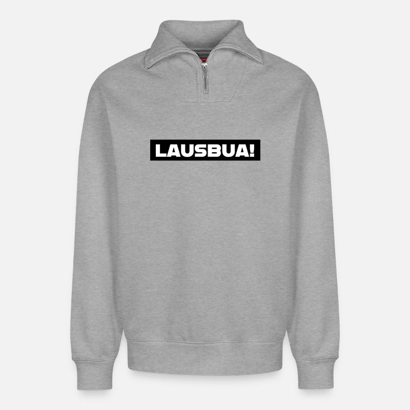 Lausbua  - Relaxed Unisex Organic Half Zip Sweatshirt – von SPREAD - Grau meliert