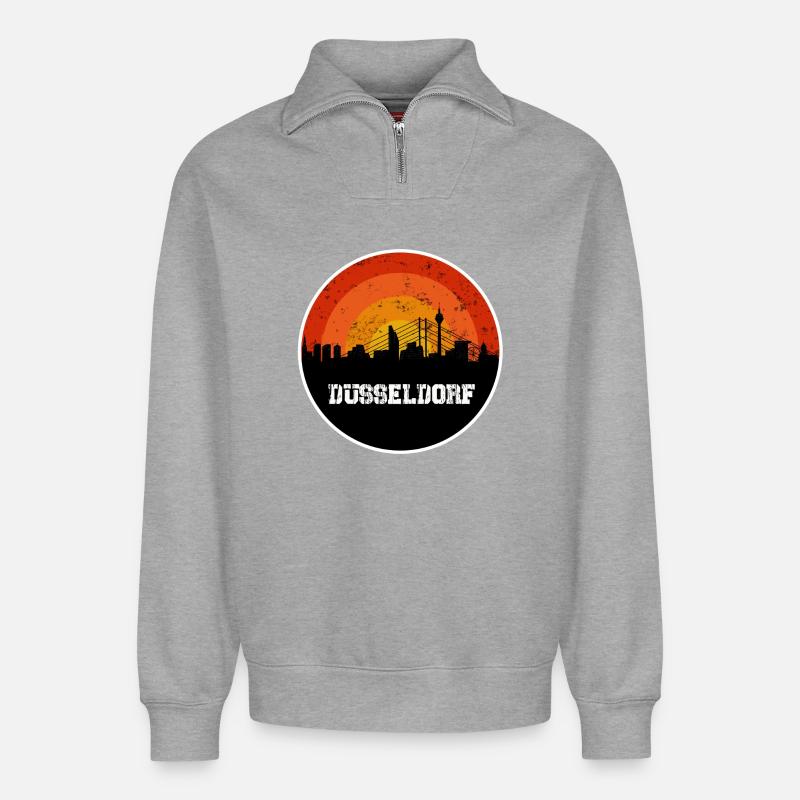 Skyline Dusseldorf - Relaxed Unisex Organic Half Zip Sweatshirt – by SPREAD - heather grey