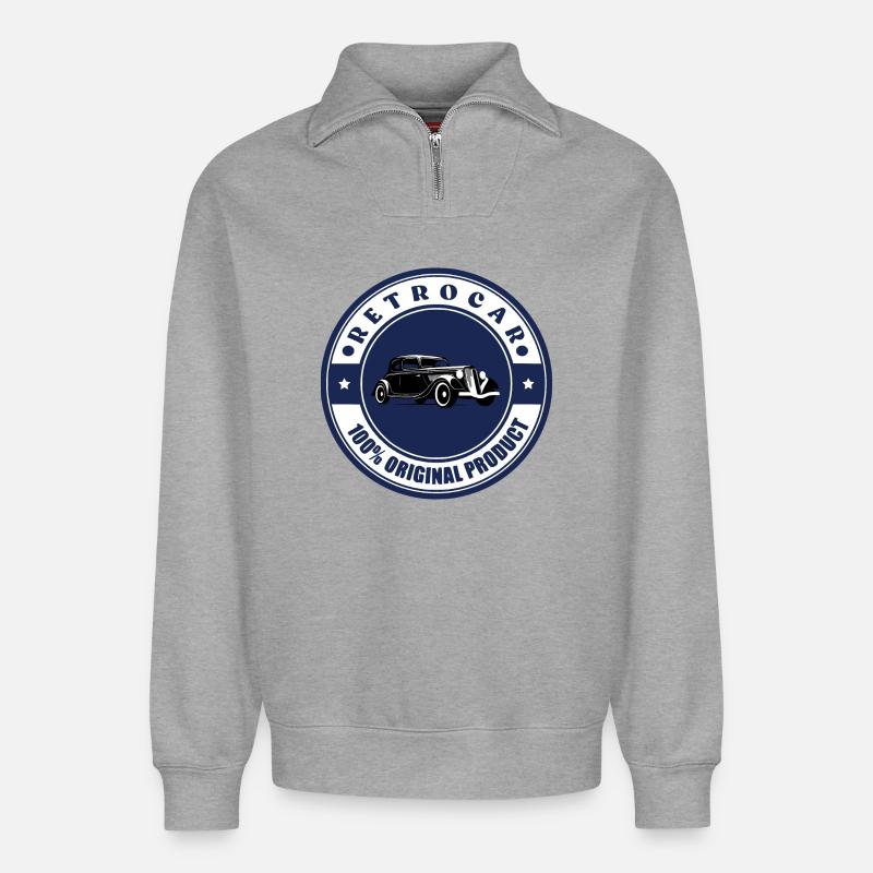 Retro-Auto - Relaxed Unisex Organic Half Zip Sweatshirt – von SPREAD - Grau meliert