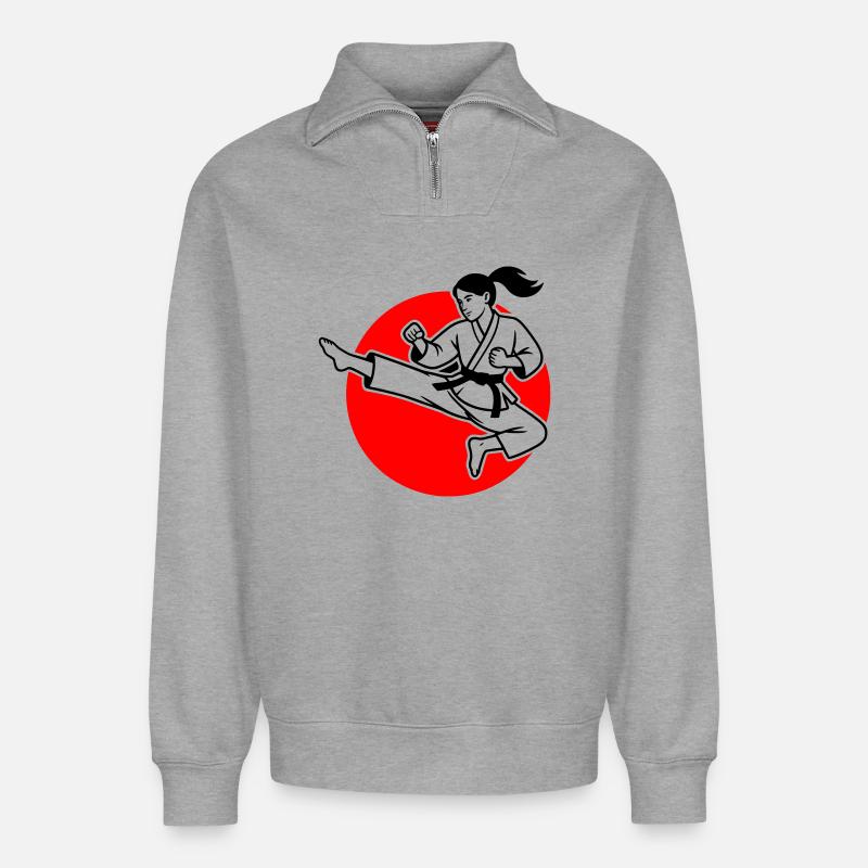 Tobi Geri - Relaxed Unisex Organic Half Zip Sweatshirt – von SPREAD - Grau meliert