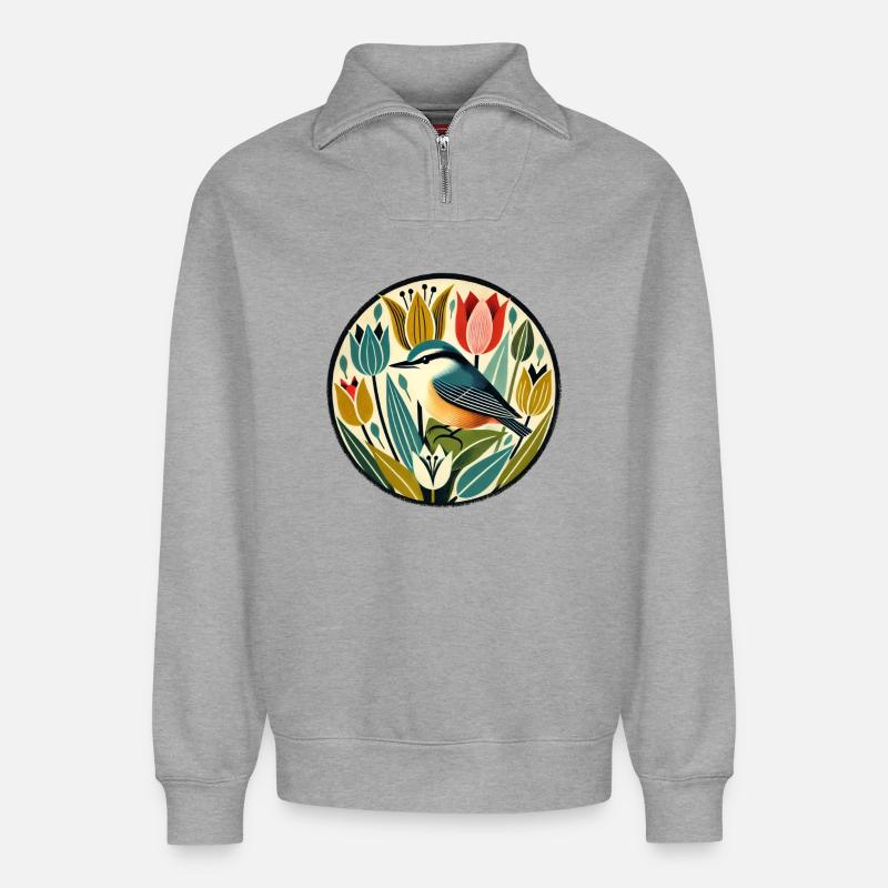 Nuthatch - Relaxed Unisex Organic Half Zip Sweatshirt – by SPREAD - heather grey