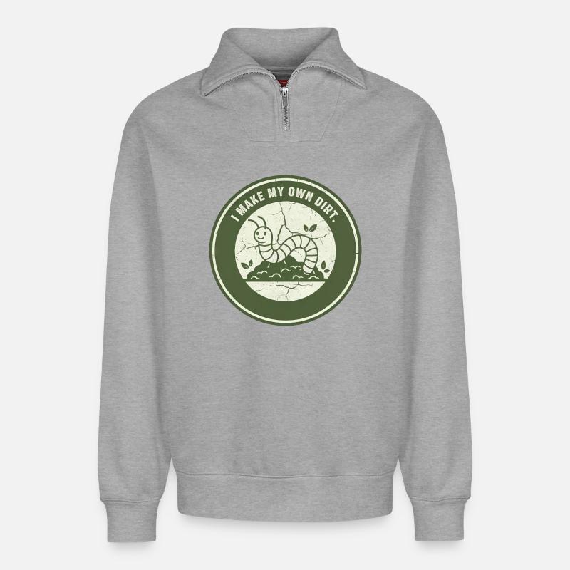 Wurmkompost: Eigenständige Erde - Relaxed Unisex Organic Half Zip Sweatshirt – von SPREAD - Grau meliert
