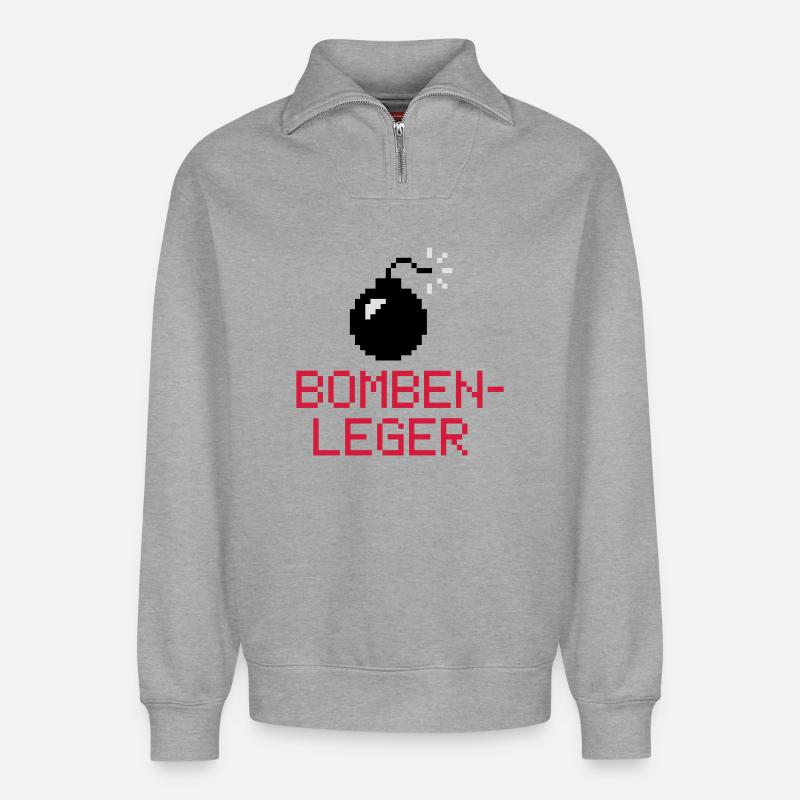 Bomben Leger | Bombe | Explosion - Relaxed Unisex Organic Half Zip Sweatshirt – by SPREAD - heather grey
