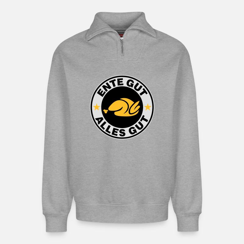 Ente gut alles gut - Relaxed Unisex Organic Half Zip Sweatshirt – von SPREAD - Grau meliert