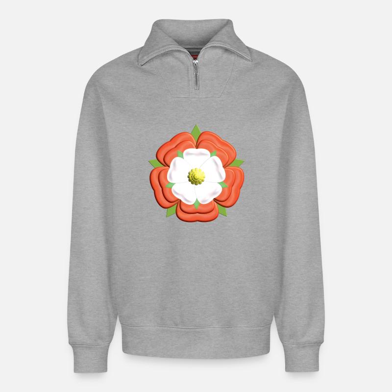 Tudor Rose - Sweat unisexe décontracté en coton biologique à demi-zip – de SPREAD - gris chiné