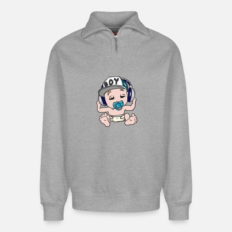 bébé - Sweat unisexe décontracté en coton biologique à demi-zip – de SPREAD - gris chiné