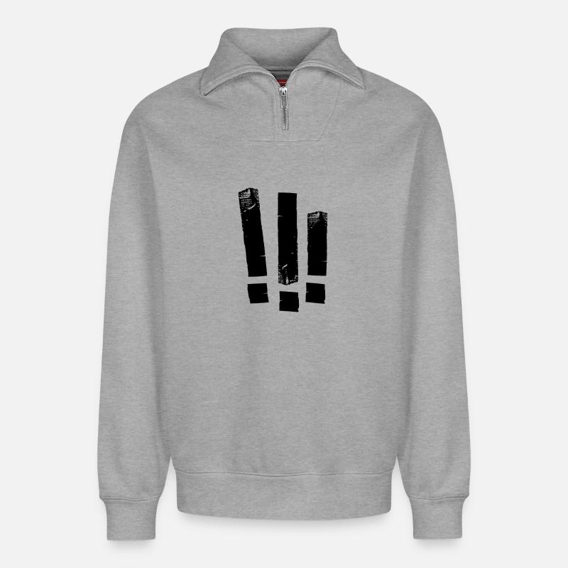 Trois !!! - Sweat unisexe décontracté en coton biologique à demi-zip – de SPREAD - gris chiné