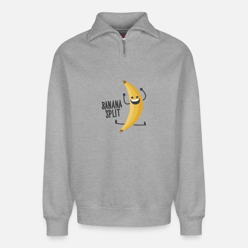 Bananasplit - Relaxed Unisex Organic Half Zip Sweatshirt – von SPREAD - Grau meliert