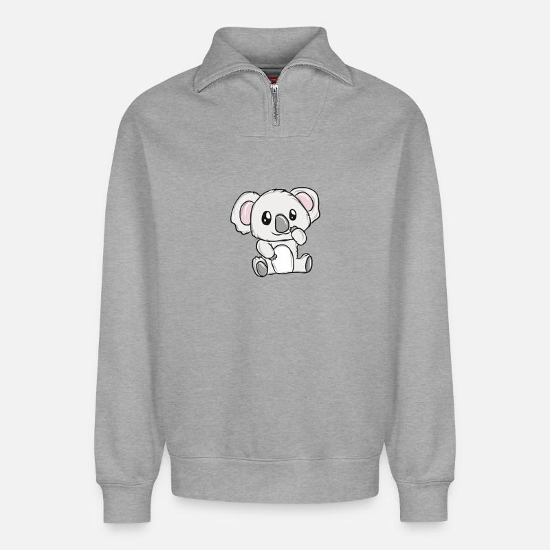 Kleines Koala Kuschelheld - Relaxed Unisex Organic Half Zip Sweatshirt – von SPREAD - Grau meliert