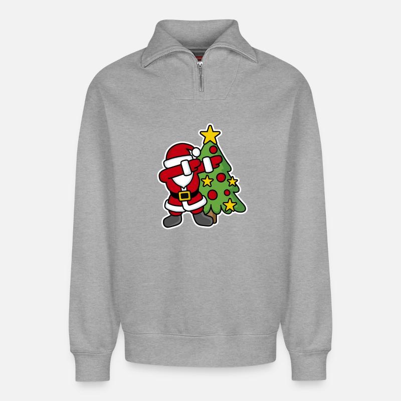 Dabbin' around the Christmas tree - Relaxed Unisex Organic Half Zip Sweatshirt – von SPREAD - Grau meliert