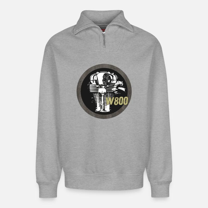 W800 - Relaxed Unisex Organic Half Zip Sweatshirt – von SPREAD - Grau meliert