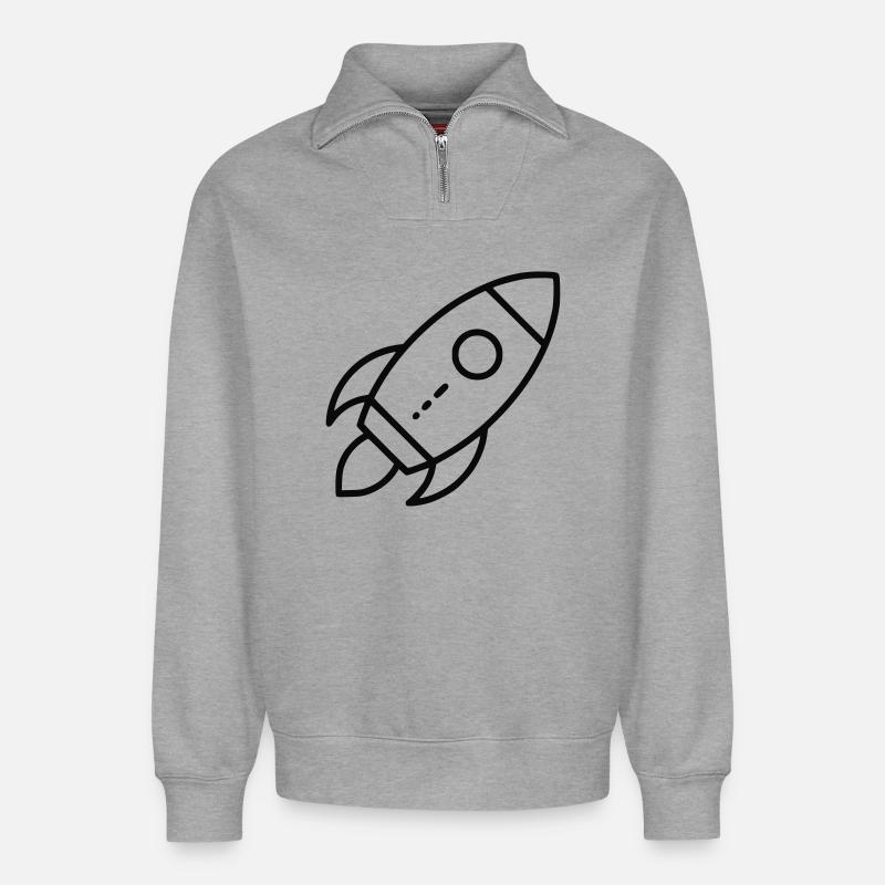 Rakete - Relaxed Unisex Organic Half Zip Sweatshirt – von SPREAD - Grau meliert