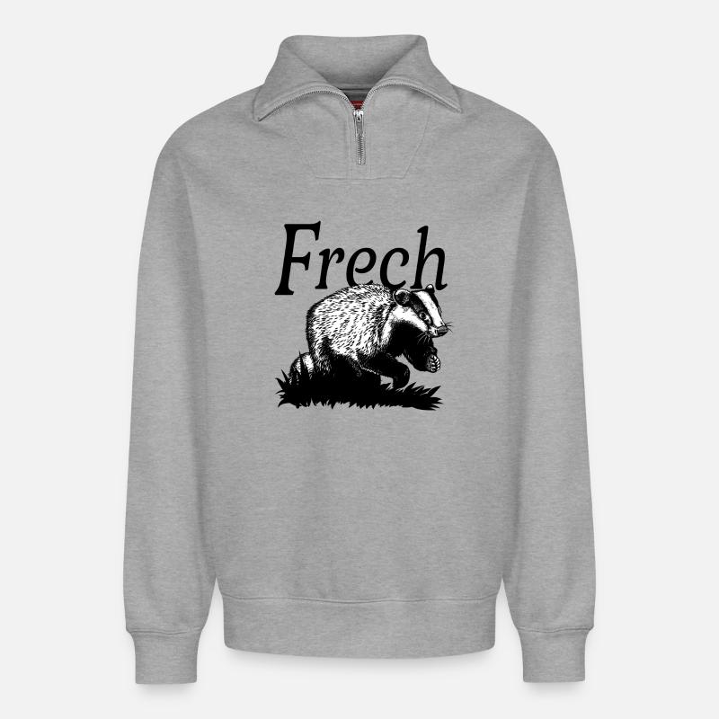 Frechdachs - Relaxed Unisex Organic Half Zip Sweatshirt – von SPREAD - Grau meliert