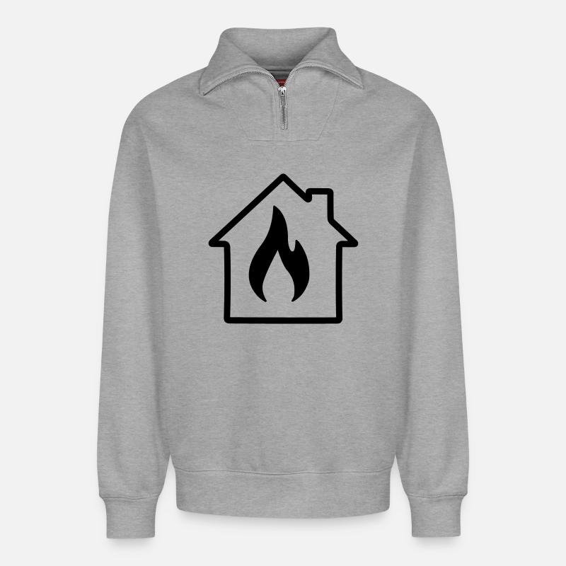 Hausheizung - Relaxed Unisex Organic Half Zip Sweatshirt – von SPREAD - Grau meliert
