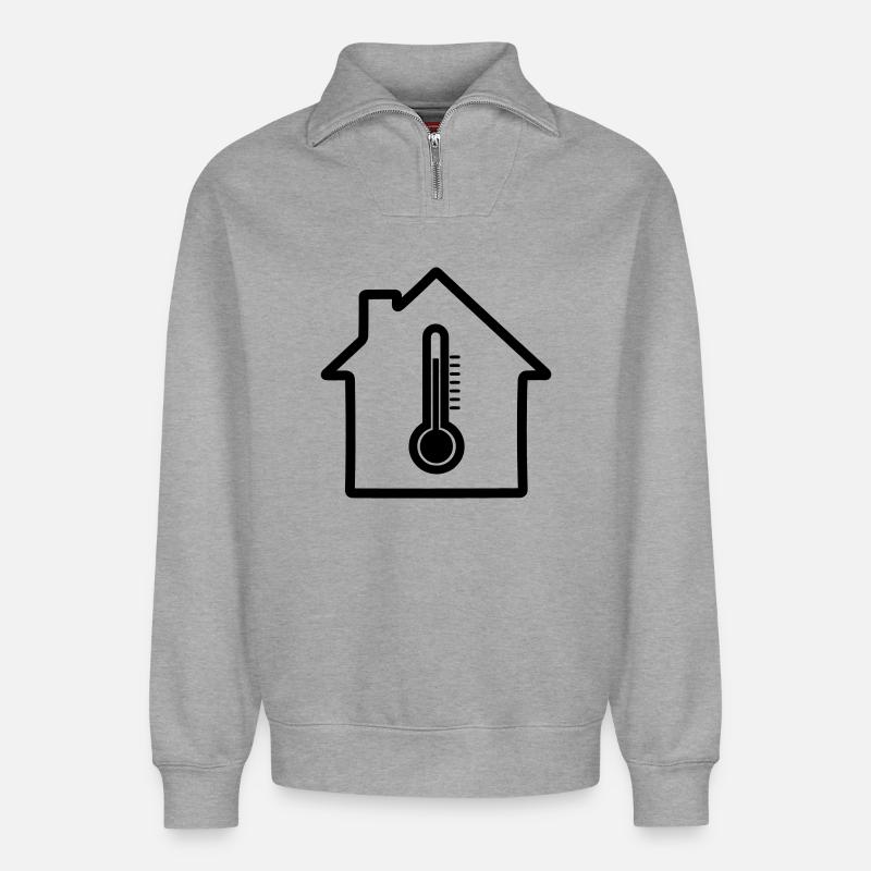Home heating thermometer - Relaxed Unisex Organic Half Zip Sweatshirt – by SPREAD - heather grey