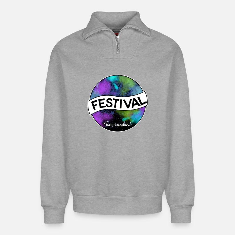 Festival Tomorrowland - Relaxed Unisex Organic Half Zip Sweatshirt – von SPREAD - Grau meliert