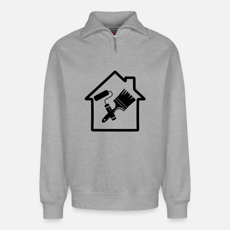 House painter - Relaxed Unisex Organic Half Zip Sweatshirt – by SPREAD - heather grey