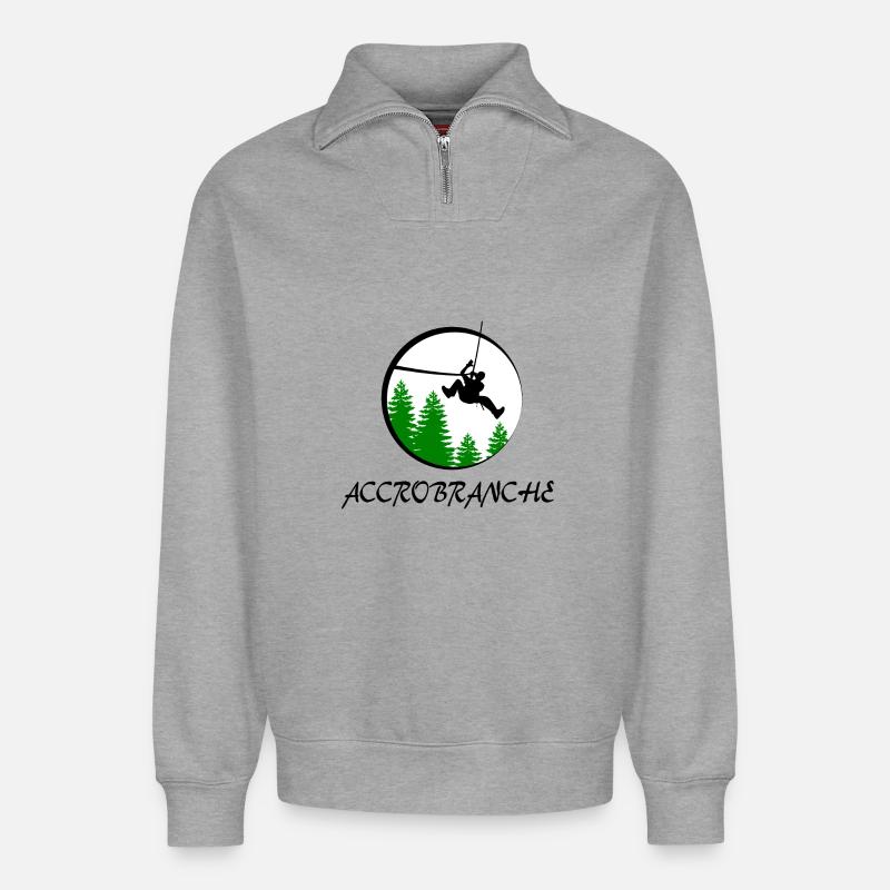 Tree climbing - Relaxed Unisex Organic Half Zip Sweatshirt – by SPREAD - heather grey