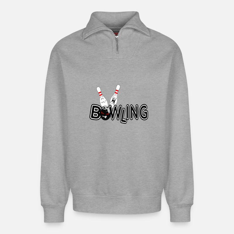 Bowling - Relaxed Unisex Organic Half Zip Sweatshirt – by SPREAD - heather grey