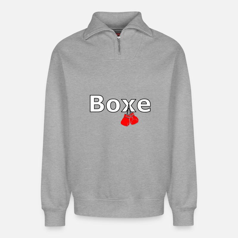 Boxen - Relaxed Unisex Organic Half Zip Sweatshirt – von SPREAD - Grau meliert