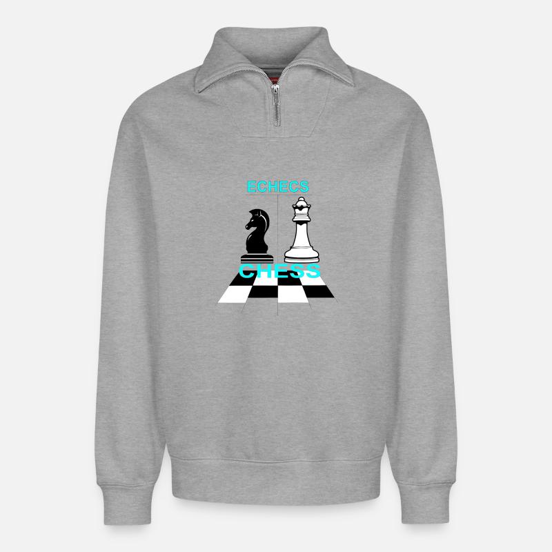 Schach - Relaxed Unisex Organic Half Zip Sweatshirt – von SPREAD - Grau meliert
