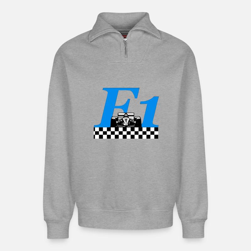 Grand Prix - Relaxed Unisex Organic Half Zip Sweatshirt – von SPREAD - Grau meliert