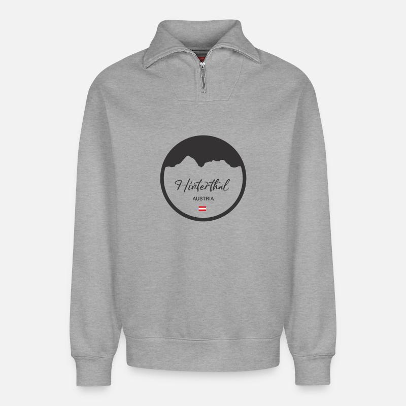 Hinterthal in dunkelgrau! - Relaxed Unisex Organic Half Zip Sweatshirt – von SPREAD - Grau meliert