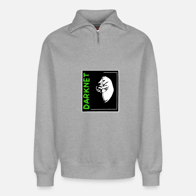 Darknet - Sweat unisexe décontracté en coton biologique à demi-zip – de SPREAD - gris chiné