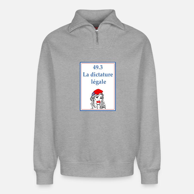 49.3 - Relaxed Unisex Organic Half Zip Sweatshirt – von SPREAD - Grau meliert