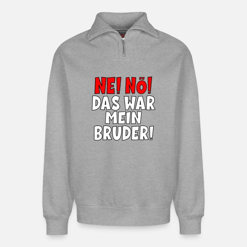 SCHULD BRUDER - Relaxed Unisex Organic Half Zip Sweatshirt – von SPREAD - Grau meliert