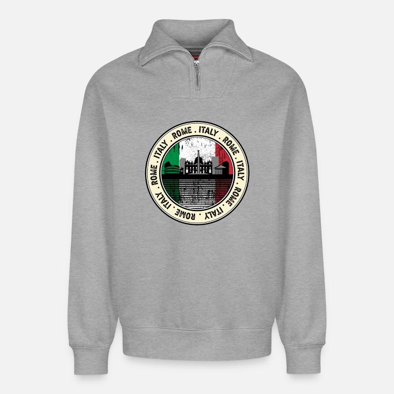 Rom, Italien - Relaxed Unisex Organic Half Zip Sweatshirt – von SPREAD - Grau meliert