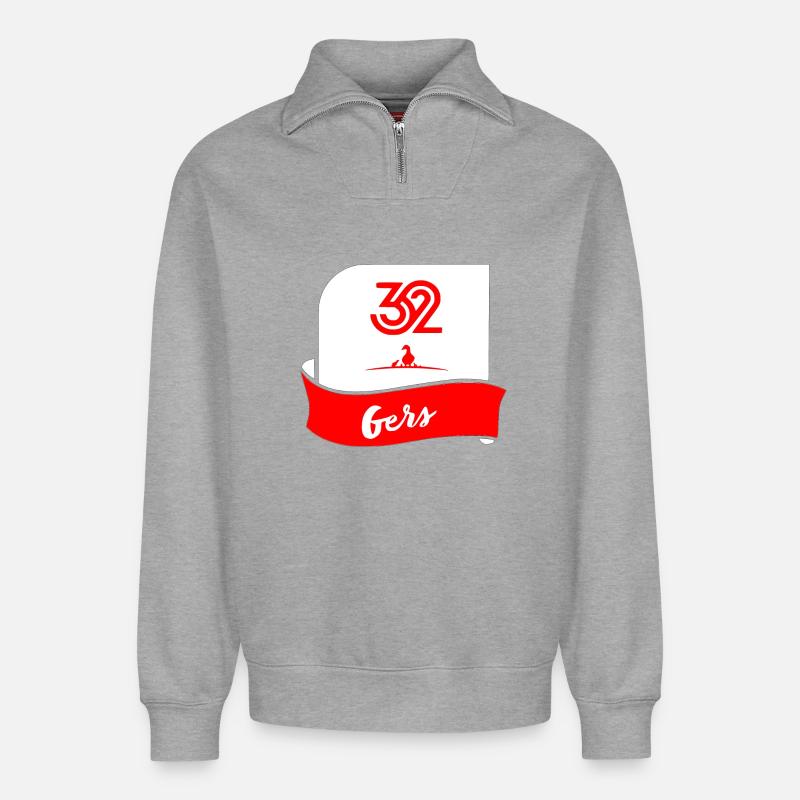 Gers - Sweat unisexe décontracté en coton biologique à demi-zip – de SPREAD - gris chiné