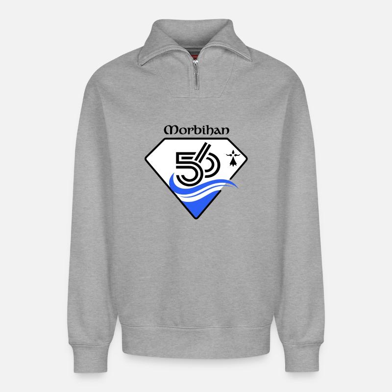 Morbihan - Relaxed Unisex Organic Half Zip Sweatshirt – von SPREAD - Grau meliert