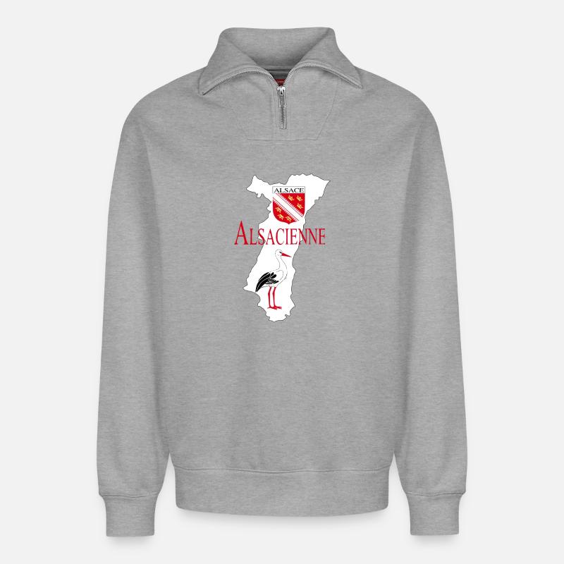 Alsacienne - Sweat unisexe décontracté en coton biologique à demi-zip – de SPREAD - gris chiné