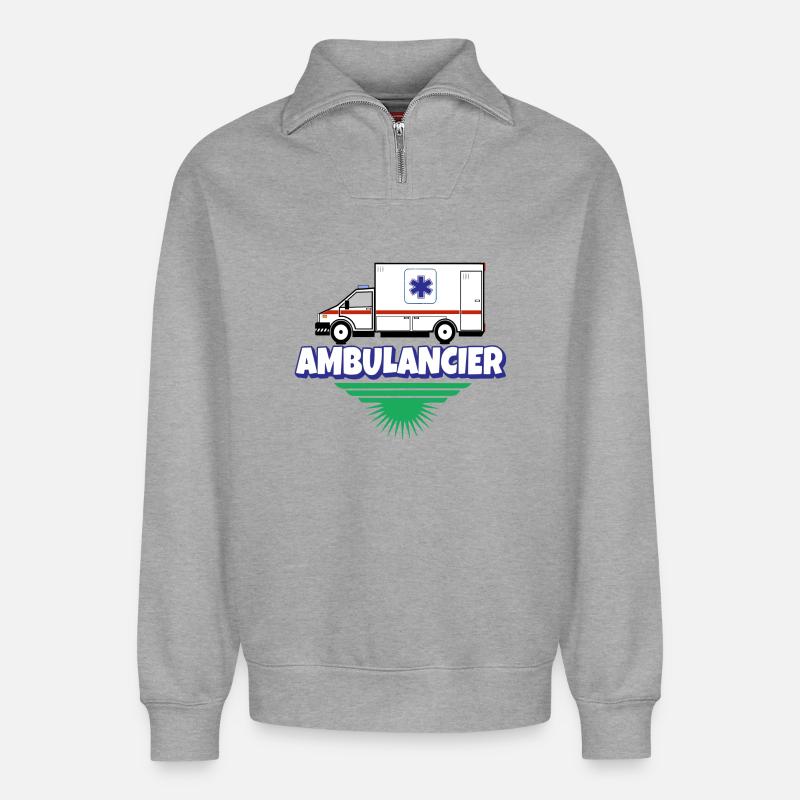 Rettungssanitäter - Relaxed Unisex Organic Half Zip Sweatshirt – von SPREAD - Grau meliert