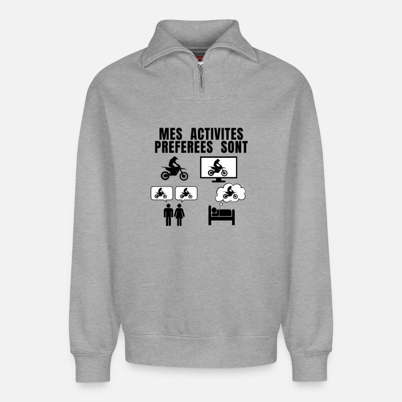 MOTOCROSS-LEIDENSCHAFT - Relaxed Unisex Organic Half Zip Sweatshirt – von SPREAD - Grau meliert