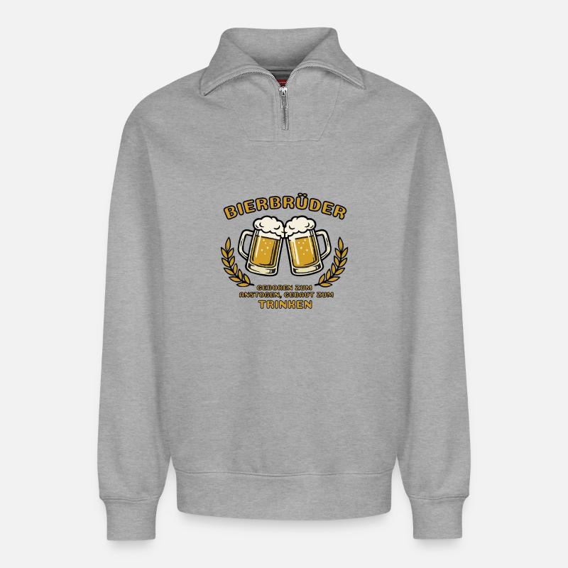 Bierbrüder - Relaxed Unisex Organic Half Zip Sweatshirt – von SPREAD - Grau meliert