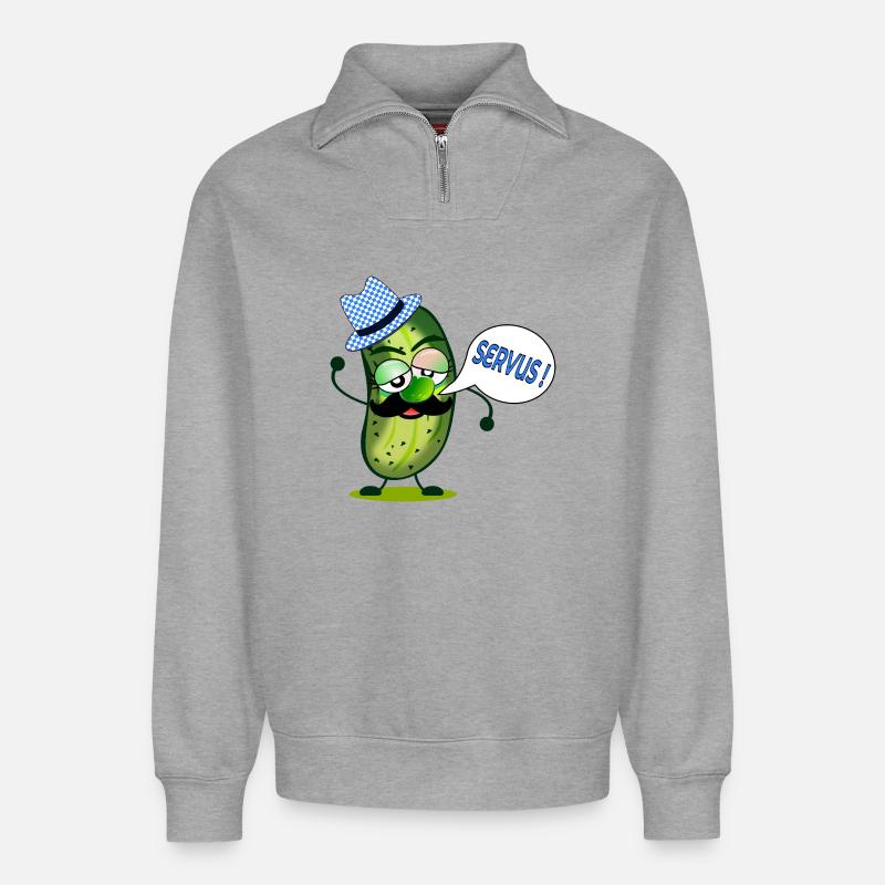 SCHNURRBART GEWÜZGURKEN BAYERN SERVUS - Relaxed Unisex Organic Half Zip Sweatshirt – von SPREAD - Grau meliert