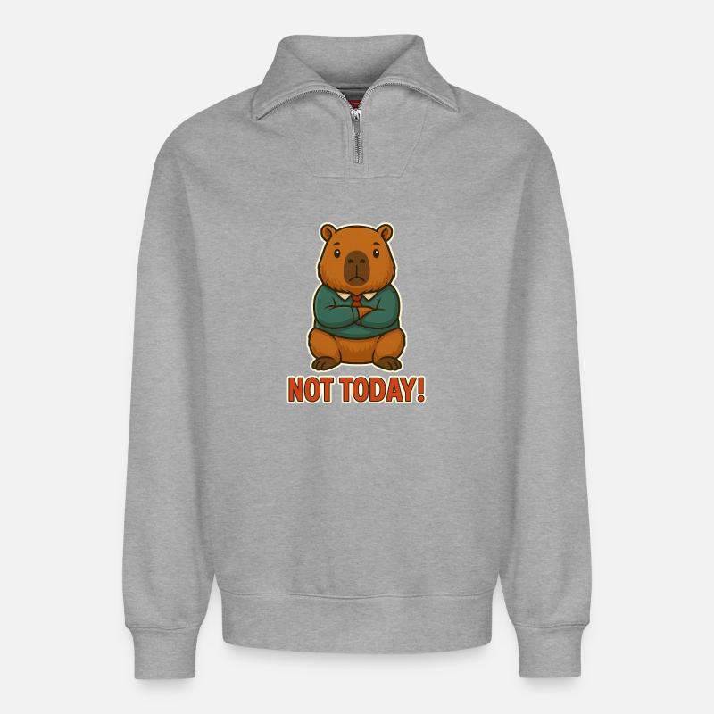 Not today! - Relaxed Unisex Organic Half Zip Sweatshirt – von SPREAD - Grau meliert